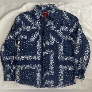 Chaps Men's Vintage 90’s Navy Western Button Down Shirt Size L